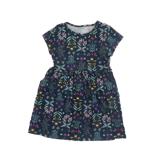 Wonder Nation Girls Navy Patterned Dress Size: 7-8 Years Navy Patterned