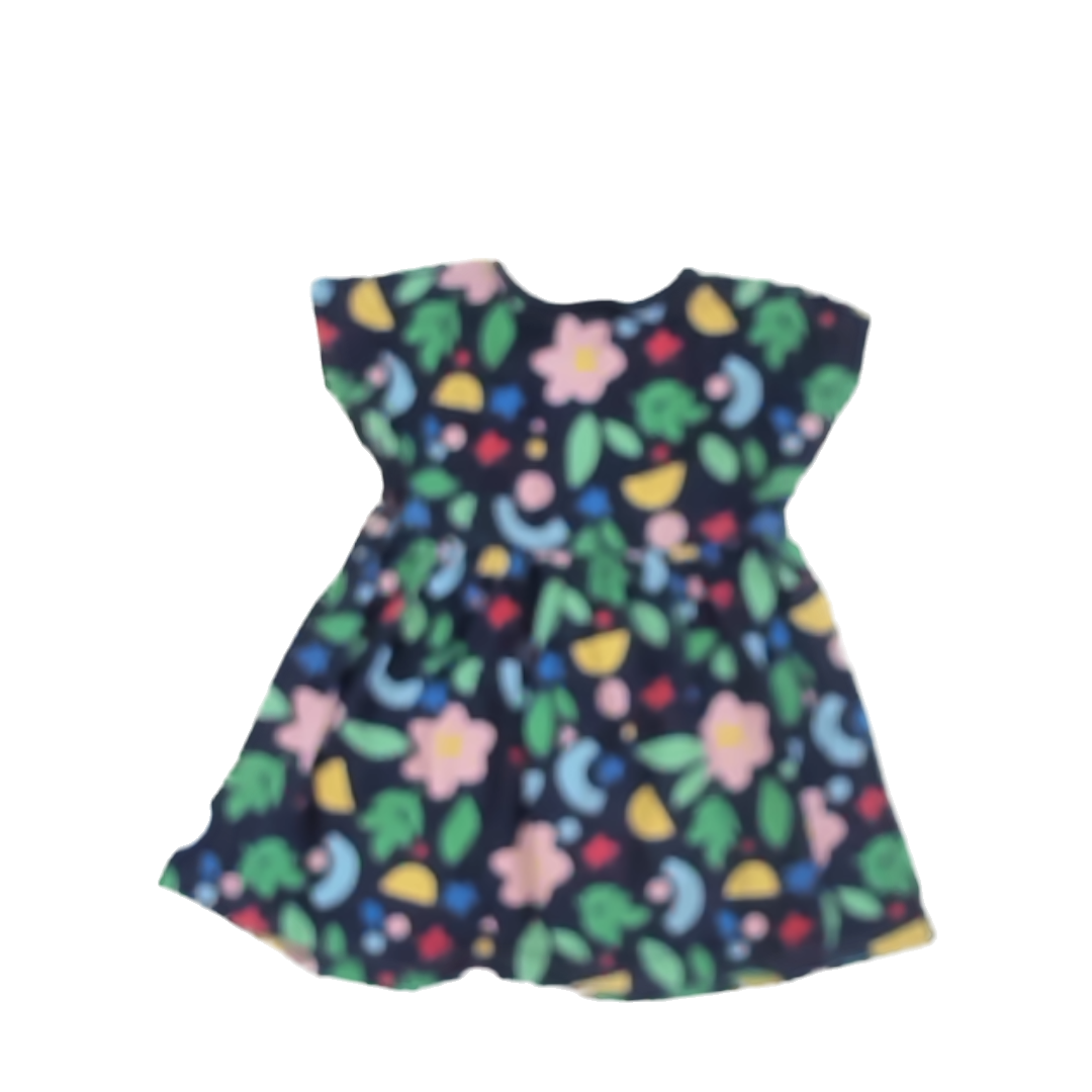 Hanna Andersson Girls Navy | Pink Floral Dress Size: 12-18 Months Navy | Pink Floral