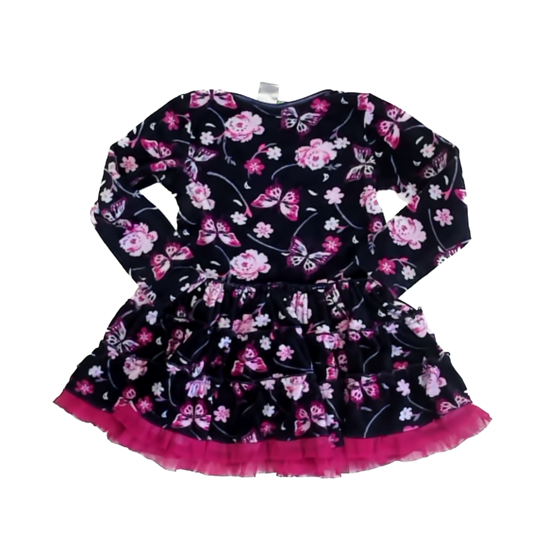 Dollie & Me Girls Navy | Pink Floral Dress Size: 5T Navy | Pink Floral
