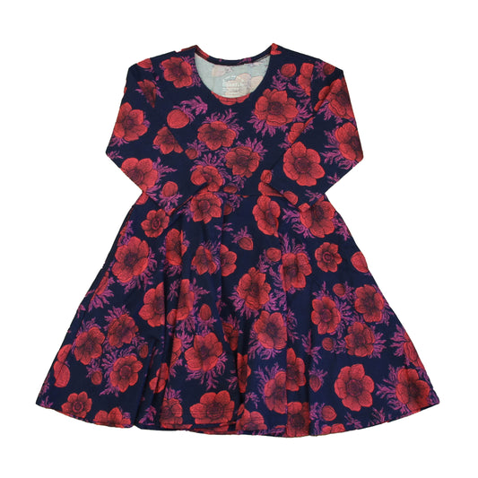 Mightly Girls Navy | Pink Floral Dress Size: 6-14 Years Navy | Pink Floral