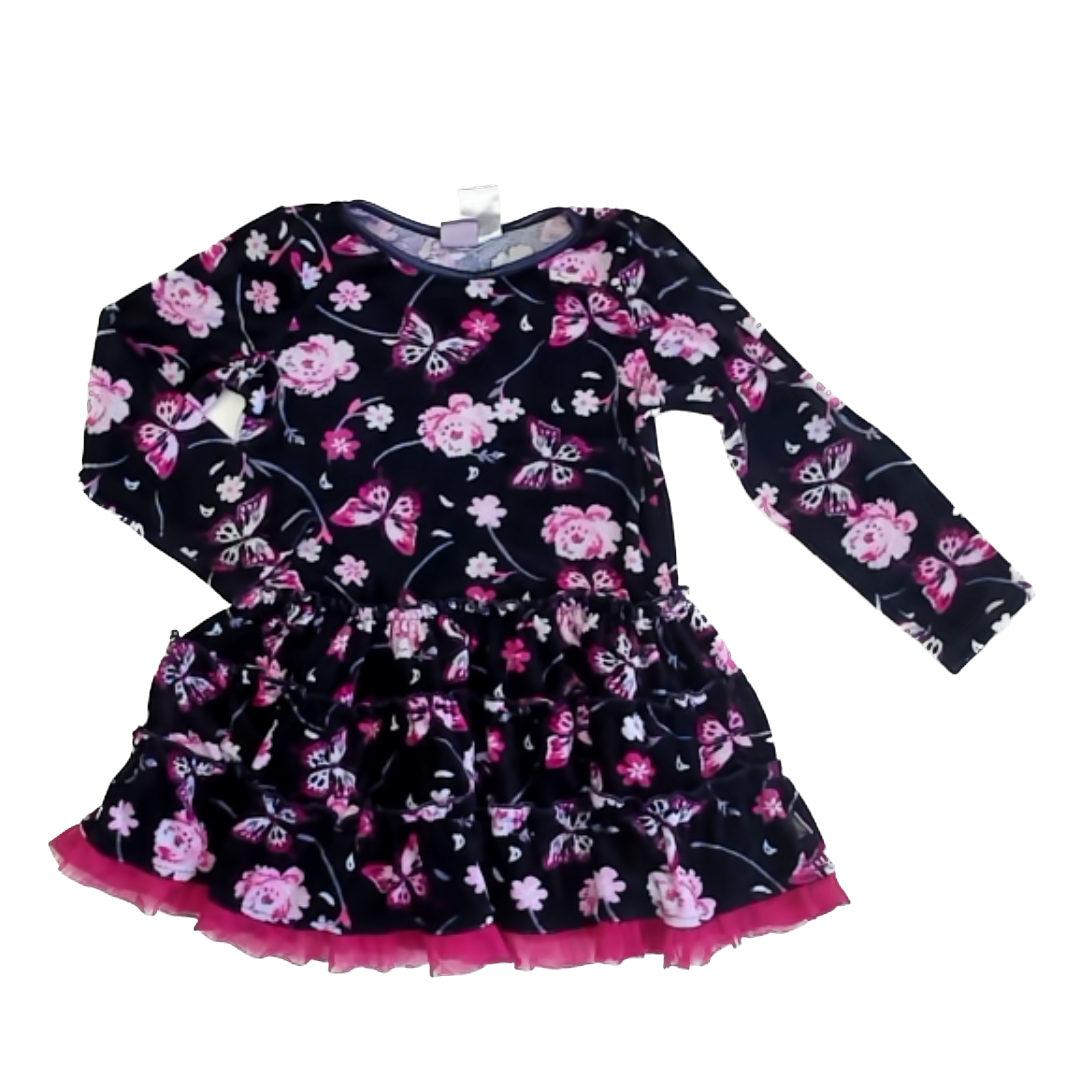 Dollie & Me Girls Navy | Pink Floral Dress Size: 5T Navy | Pink Floral
