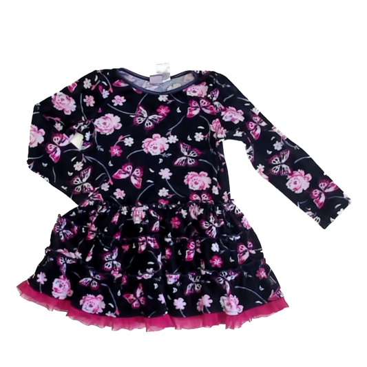 Dollie & Me Girls Navy | Pink Floral Dress Size: 5T Navy | Pink Floral