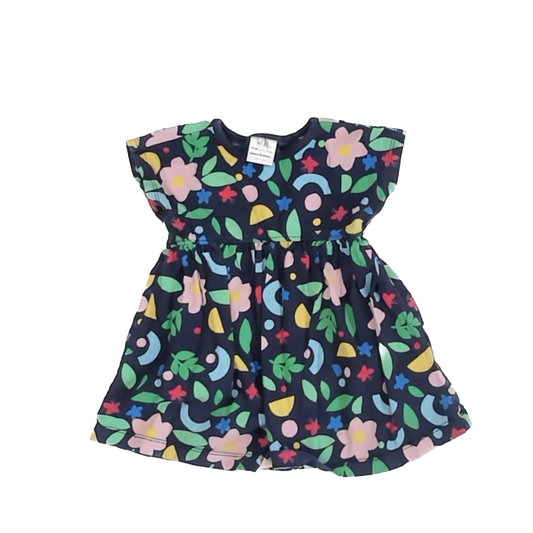 Hanna Andersson Girls Navy | Pink Floral Dress Size: 12-18 Months Navy | Pink Floral