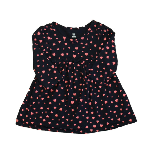 Gap Girls Navy | Pink Hearts Dress Size: 18-24 Months Navy | Pink Hearts