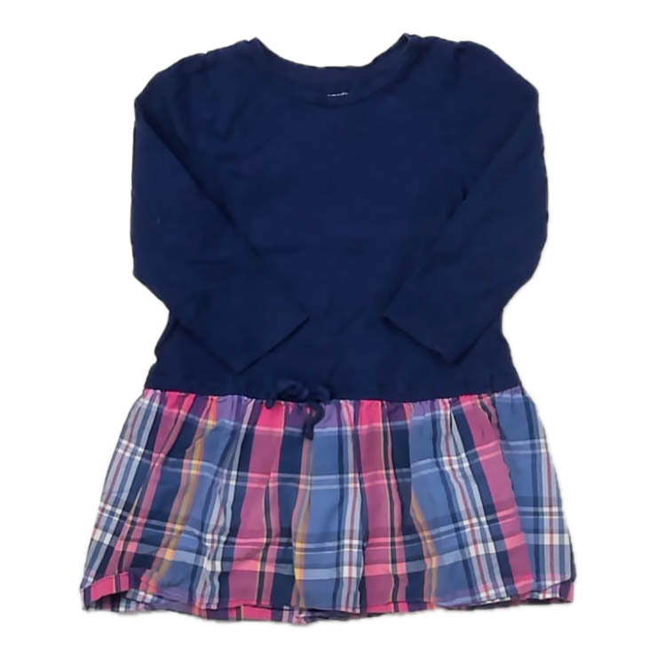 Lands' End Girls Navy | Pink Plaid Dress Size: 3T Navy | Pink Plaid