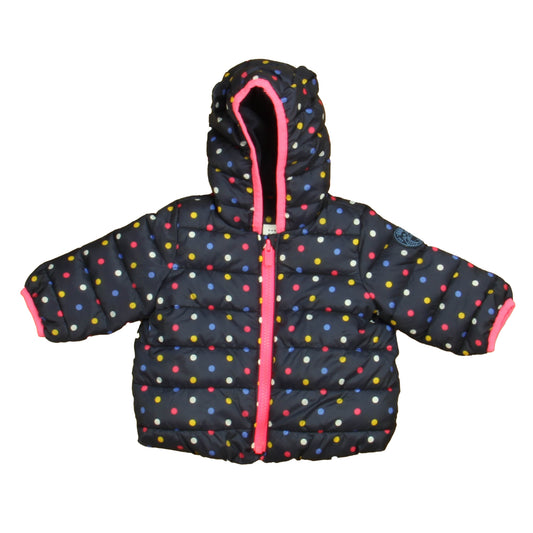 Gap Girls Navy | Pink Polka Dots Jacket Size: 0-6 Months Navy | Pink Polka Dots