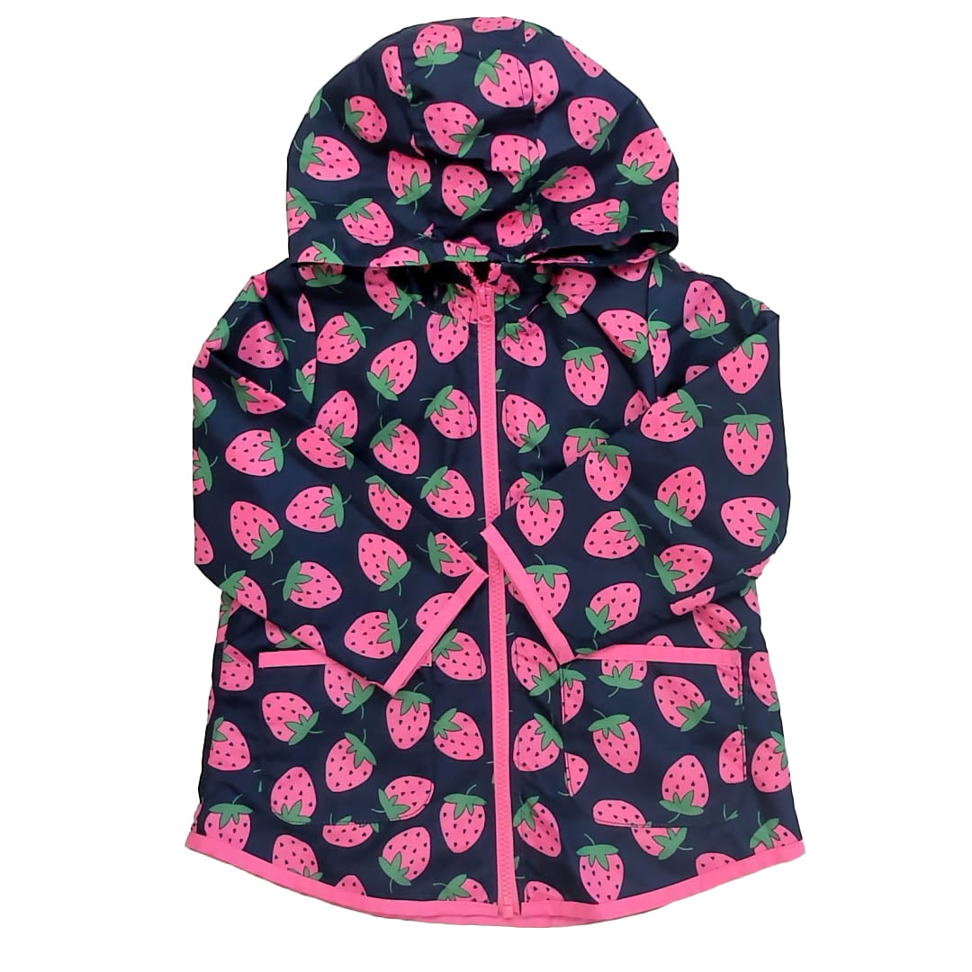 Carter's Girls Navy | Pink Strawberries Rain Coat Size: 3T Navy | Pink Strawberries