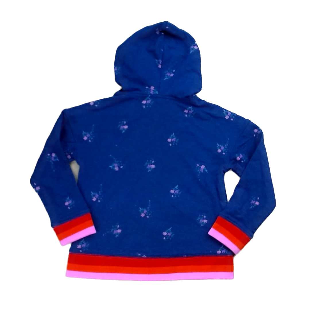 Rockets Of Awesome Girls Navy | Pink Striped Edges | Flowers Sweater Size: 4T Navy | Pink Striped Edges | Flowers