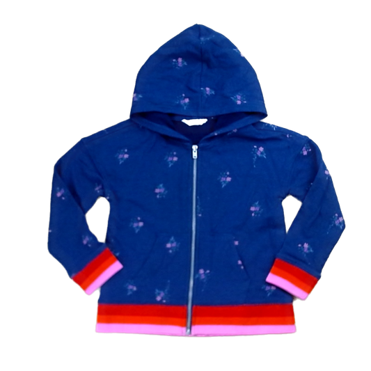 Rockets Of Awesome Girls Navy | Pink Striped Edges | Flowers Sweater Size: 4T Navy | Pink Striped Edges | Flowers