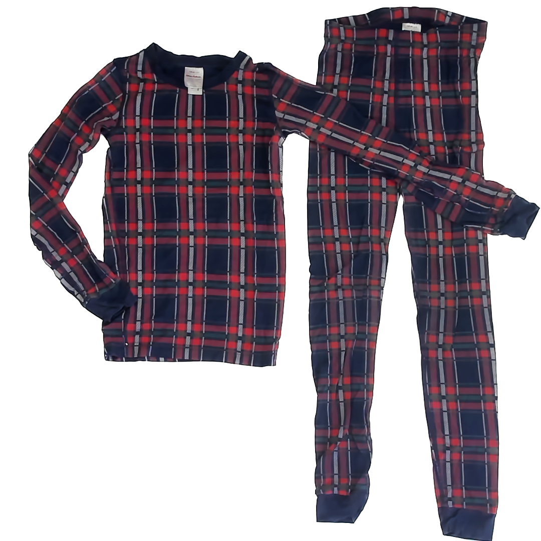 Hanna Andersson Boys Navy Plaid 2-piece Pajamas Size: 8 Years Navy Plaid