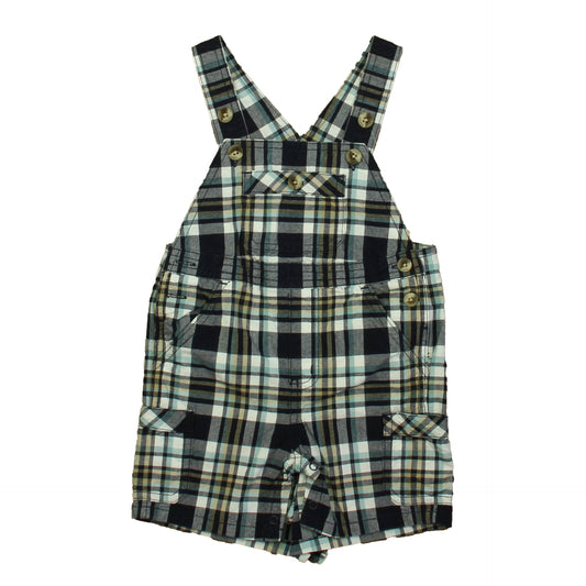 Janie and Jack Boys Navy Plaid Overall Shorts Size: 6-12 Months Navy Plaid