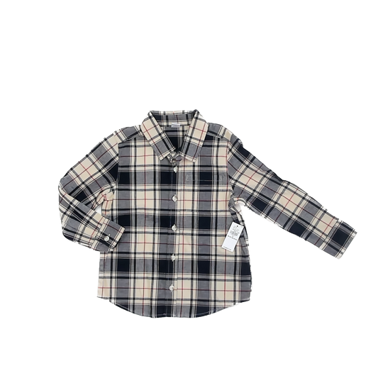 Old Navy Boys Navy Plaid Button Down Long Sleeve Size: 4T Navy Plaid