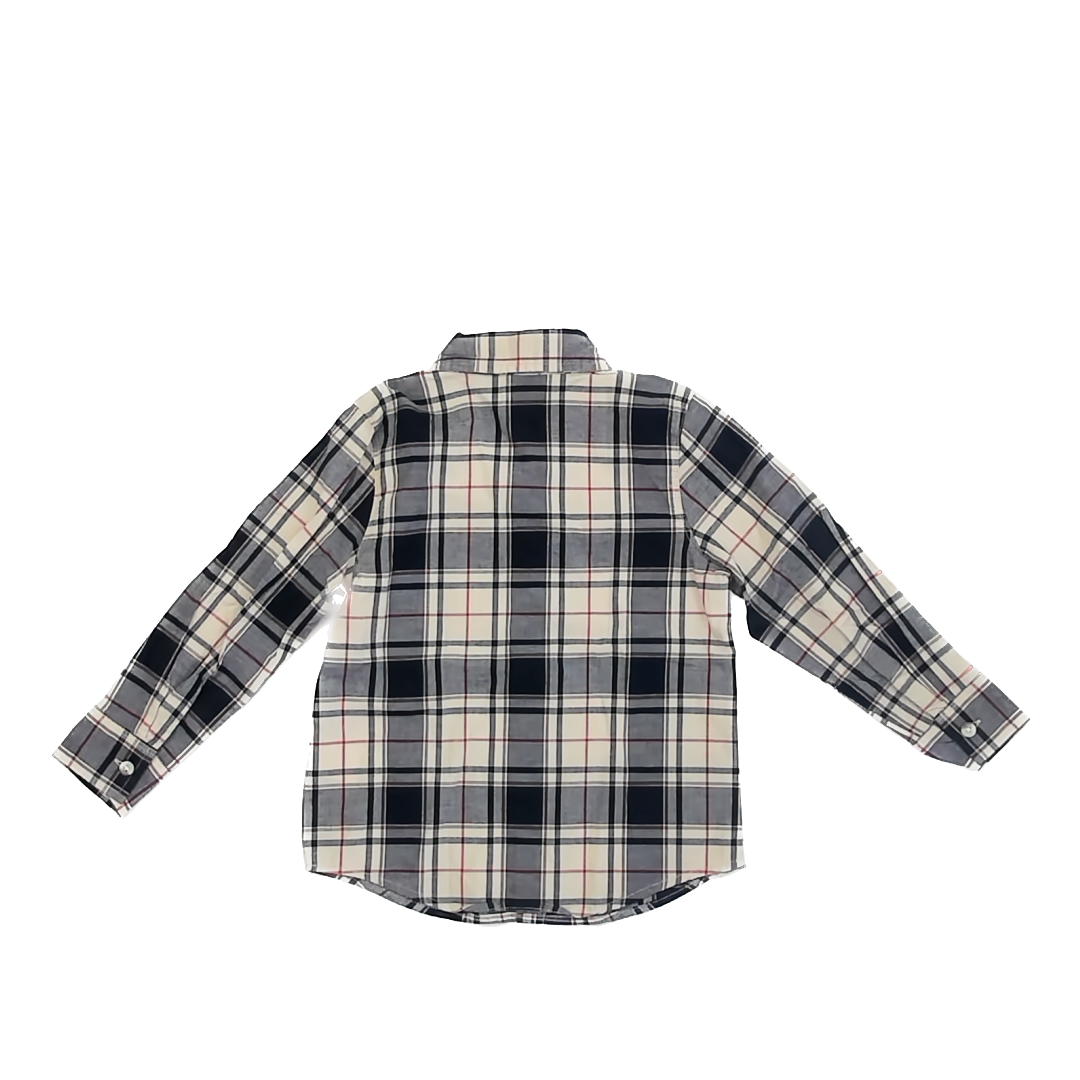 Old Navy Boys Navy Plaid Button Down Long Sleeve Size: 4T Navy Plaid