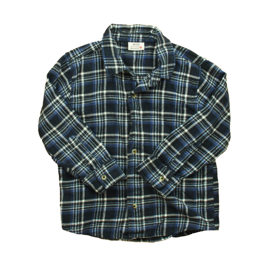 Mish Boys Navy | Plaid Button Down Long Sleeve Size: 5T Navy | Plaid