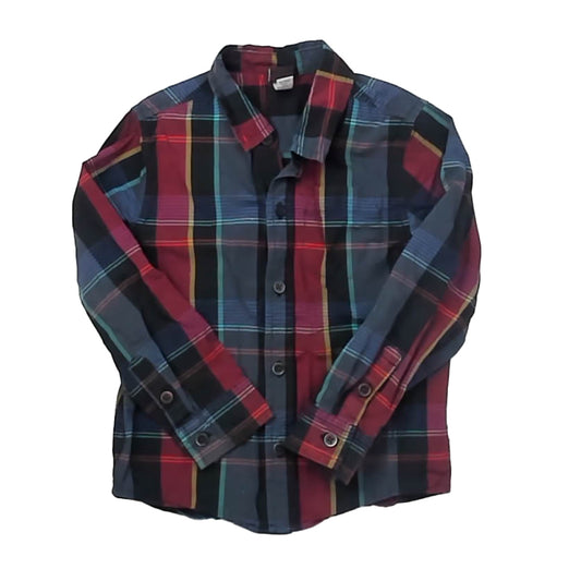 Tea Collection Boys Navy Plaid Button Down Long Sleeve Size: 4T Navy Plaid