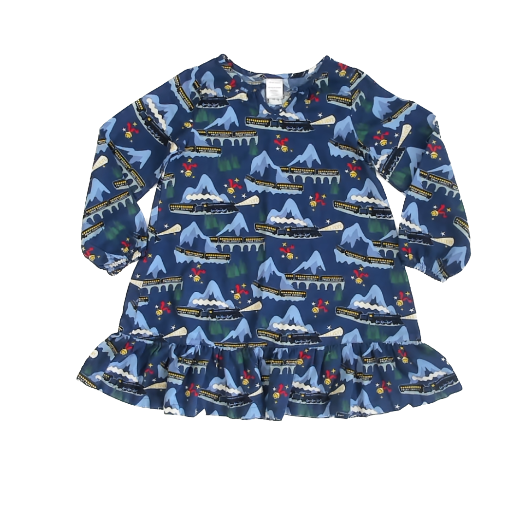 Hanna Andersson Girls Navy Polar Express Nightgown Size: 6-7 Years Navy Polar Express