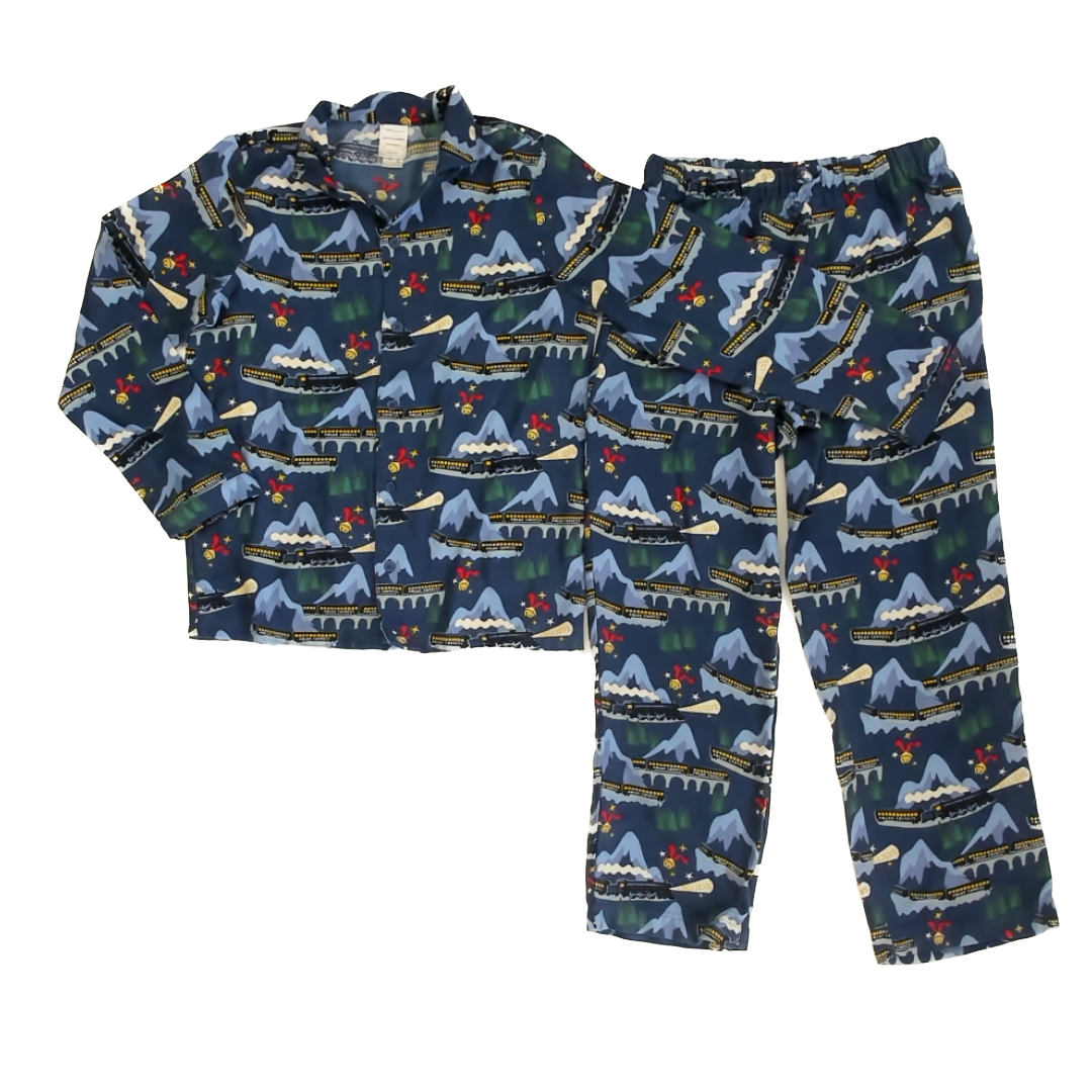 Hanna Andersson Boys Navy Polar Express 2-piece Pajamas Size: 10 Years Navy Polar Express