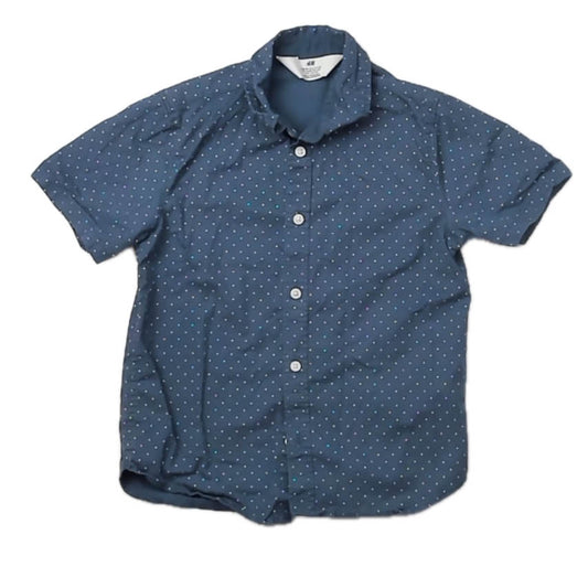 H&M Boys Navy Polka Dots Button Down Short Sleeve Size: 5T Navy Polka Dots