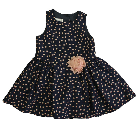 Pippa & Julie Girls Navy Polka Dots Dress Size: 3T Navy Polka Dots