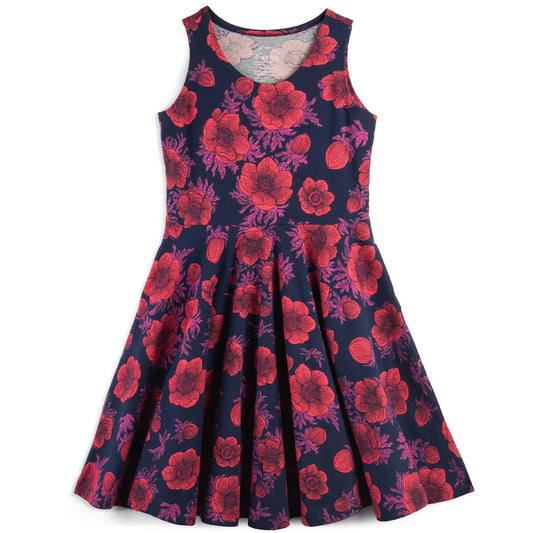 Mightly Girls Navy Poppy Dress Size: 6-14 Years