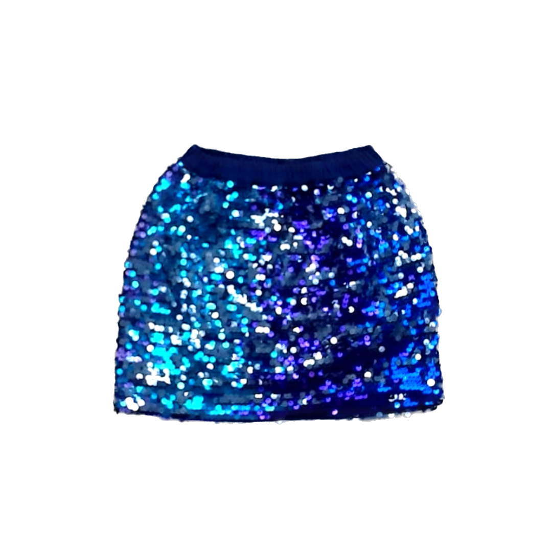 Rockets Of Awesome Girls Navy | Purple and Blue Sequins Skirt Size: 4T - 7 Years Navy | Purple and Blue Sequins