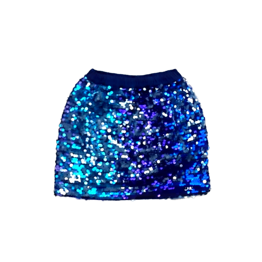 Rockets Of Awesome Girls Navy | Purple and Blue Sequins Skirt Size: 4T - 7 Years Navy | Purple and Blue Sequins