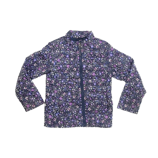 Lands' End Girls Navy | Purple Floral Winter Coat Size: 5-6 Years Navy | Purple Floral
