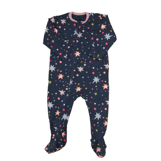 Egg Girls Navy | Purple | Pink Stars 1-piece footed Pajamas Size: 6 Months