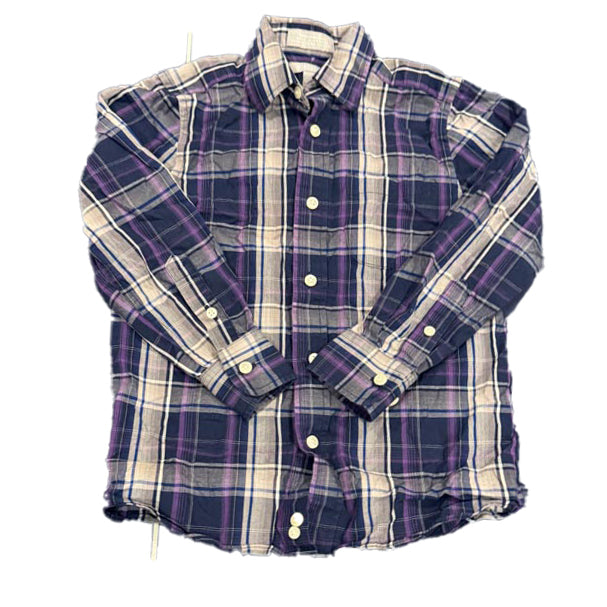 Nordstrom Boys Navy | Purple Plaid Button Down Long Sleeve Size: 5T