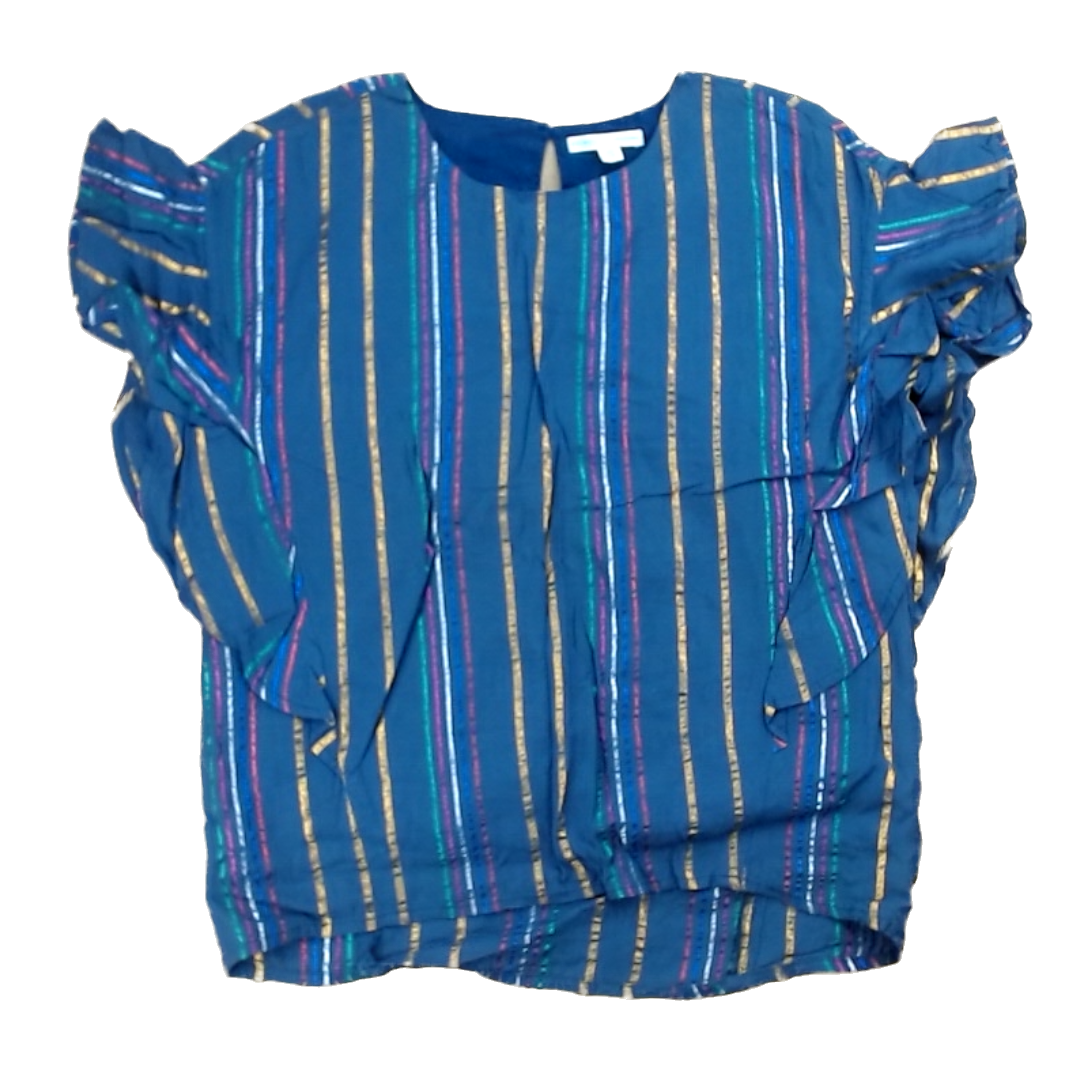 Rockets Of Awesome Girls Navy | Rainbow Shiny Stripes Tank Top Size: 10 Years Navy | Rainbow Shiny Stripes