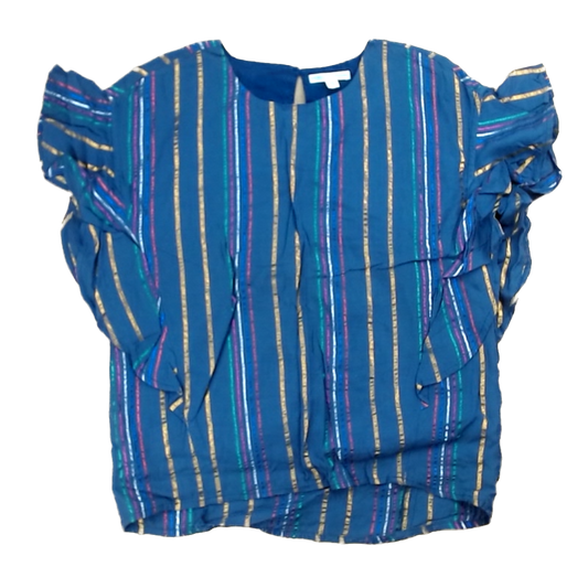 Rockets Of Awesome Girls Navy | Rainbow Shiny Stripes Tank Top Size: 10 Years Navy | Rainbow Shiny Stripes
