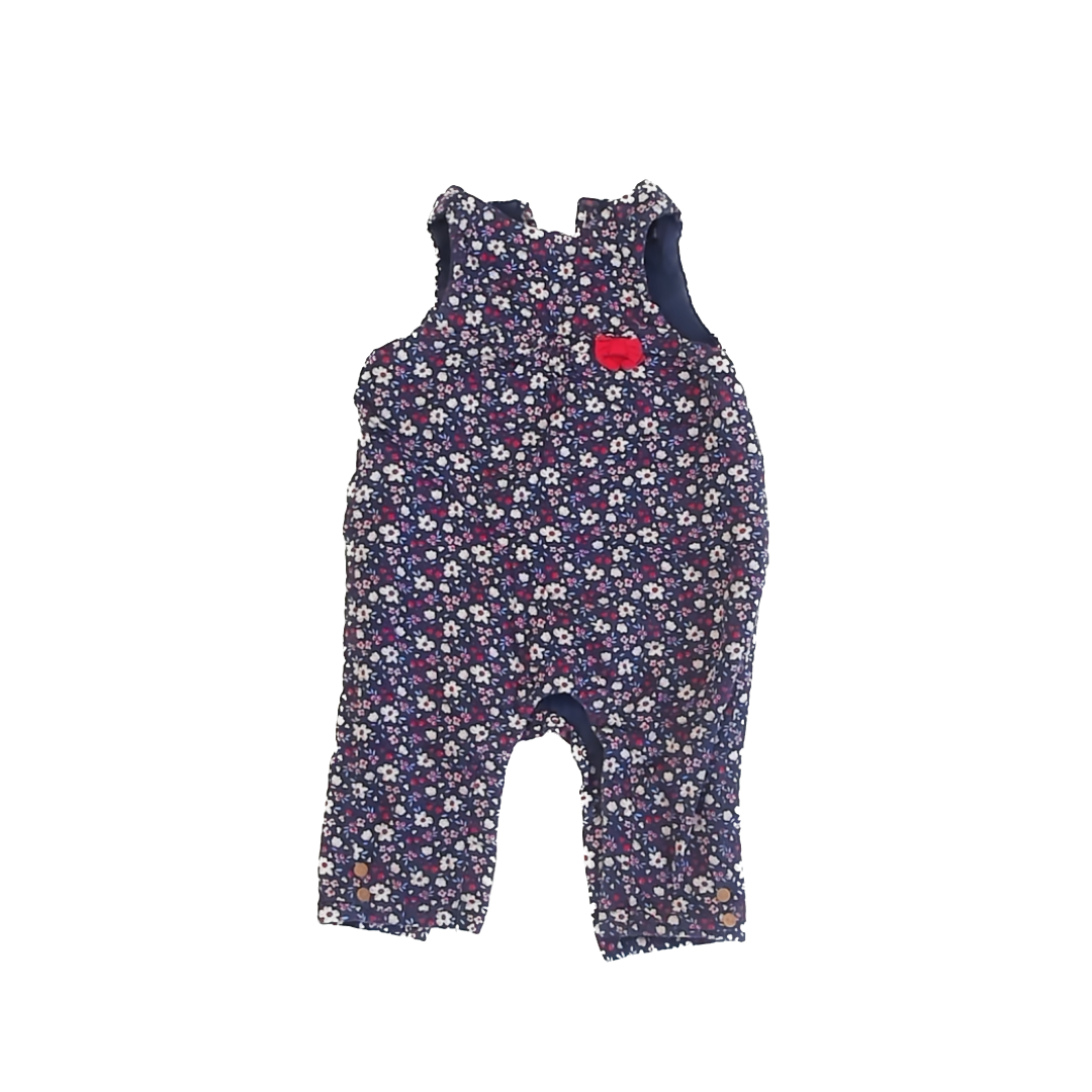 Sergent Major Girls Navy | Red Floral Overall Shorts Size: 18 Months Navy | Red Floral