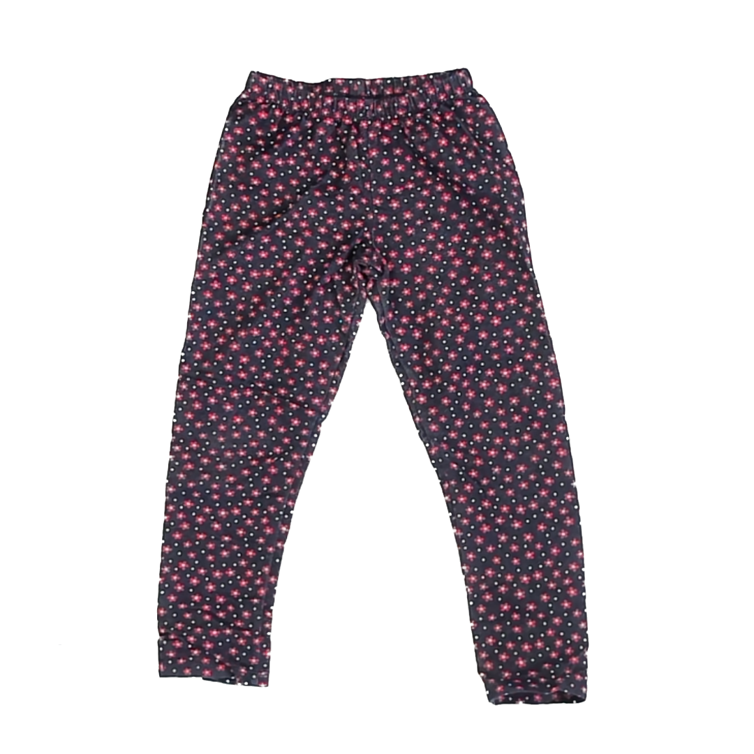Nannette Kids Girls Navy | Red Floral Leggings Size: 6 Years Navy | Red Floral