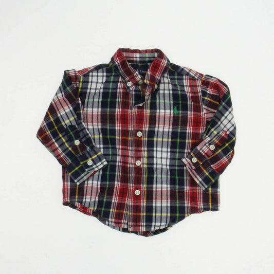 Ralph Lauren Boys Navy | Red Plaid Button Down Long Sleeve Size: 12 Months Navy | Red Plaid