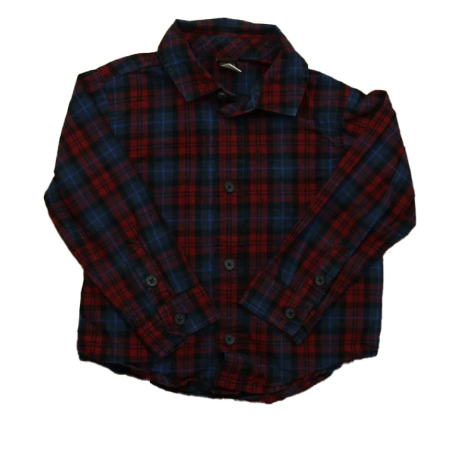 Tea Boys Navy | Red Plaid Button Down Long Sleeve Size: 2T