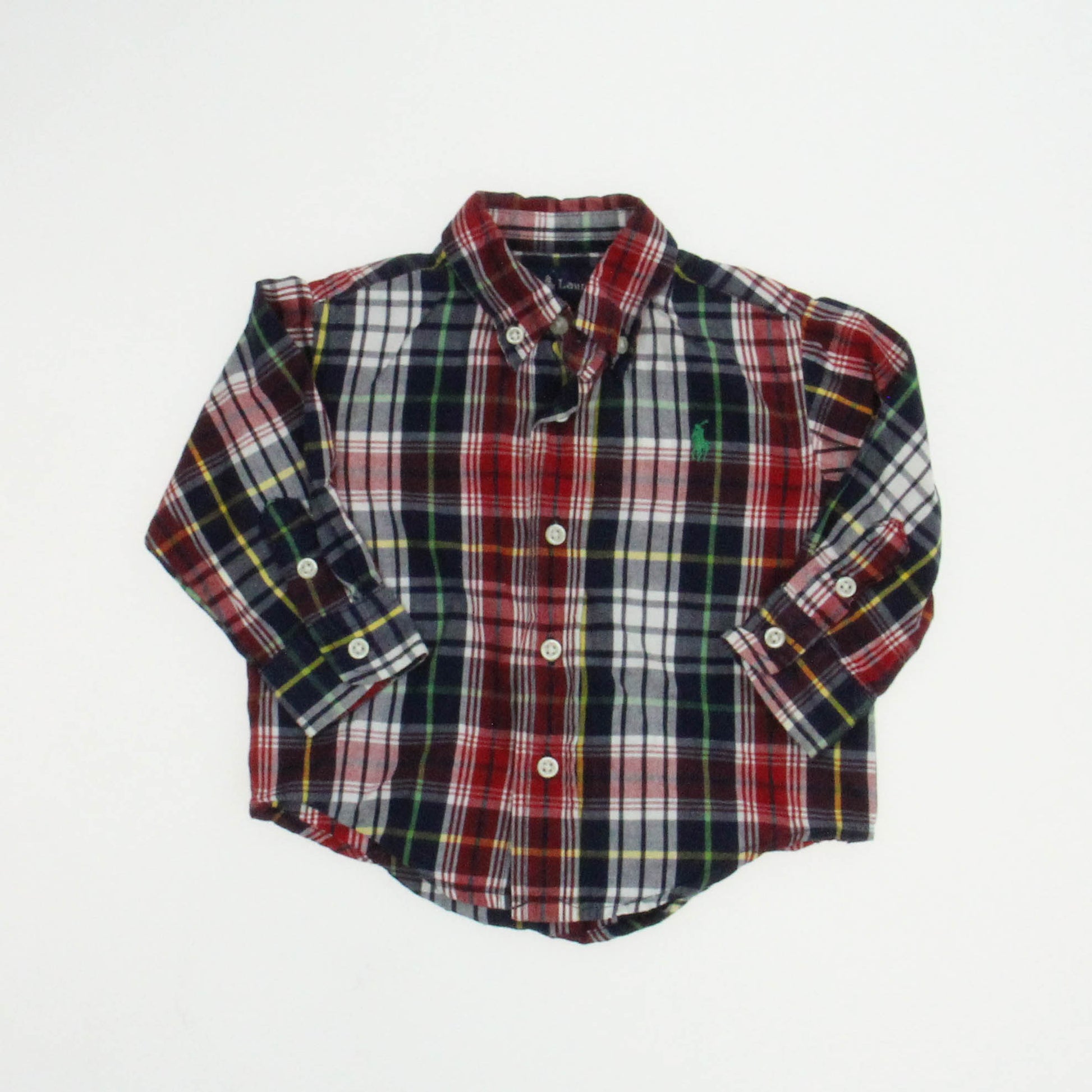Ralph Lauren Boys Navy | Red Plaid Button Down Long Sleeve Size: 12 Months Navy | Red Plaid