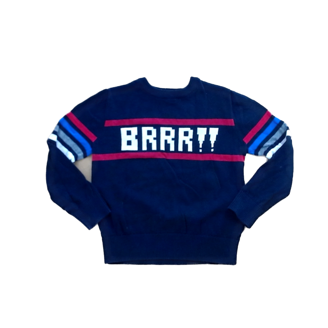 Rockets Of Awesome Boys Navy | Red Stripe | White BRRR Sweater Size: 4T - 8 Years Navy | Red Stripe | White BRRR