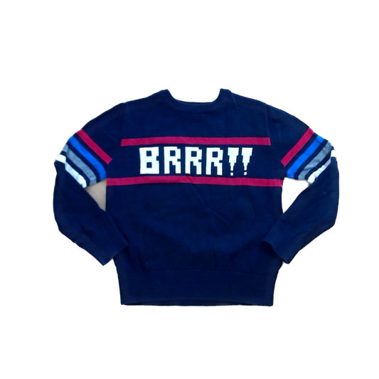 Rockets Of Awesome Boys Navy | Red Stripe | White BRRR Sweater Size: 4T - 8 Years Navy | Red Stripe | White BRRR