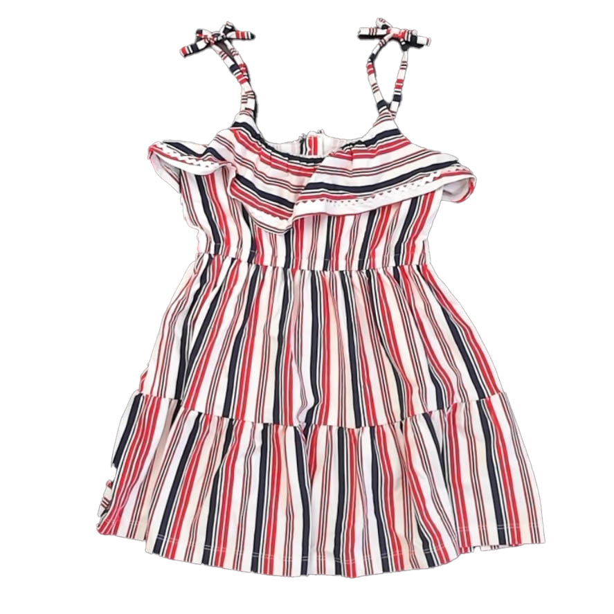 Janie and Jack Girls Navy | Red Stripe Dress Size: 4T Navy | Red Stripe