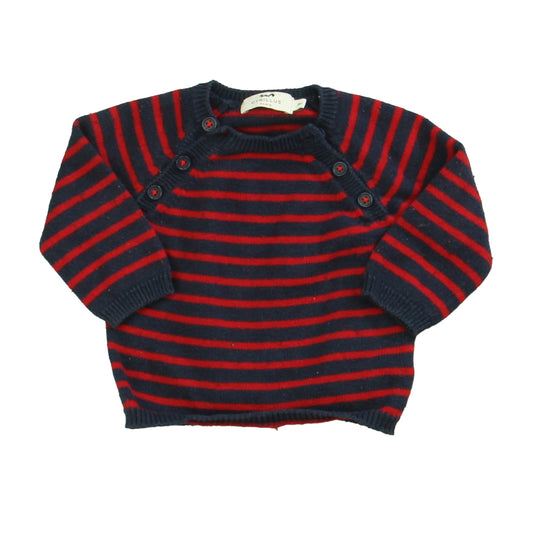 Cyrillus Boys Navy | Red Stripe Sweater Size: 9 Months Navy | Red Stripe