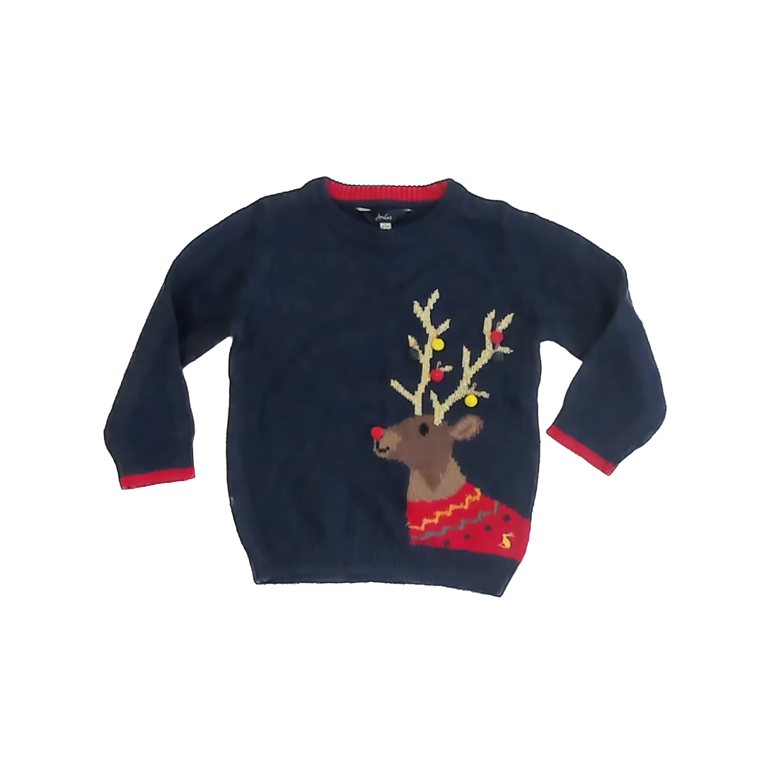 Joules Boys Navy Reindeer Sweater Size: 6 Years Navy Reindeer