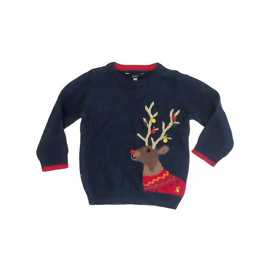 Joules Boys Navy Reindeer Sweater Size: 6 Years Navy Reindeer