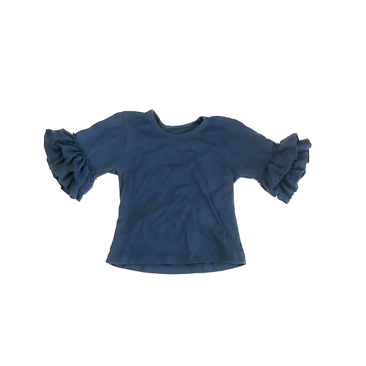 Unknown Brand Girls Navy Ruffles Short Sleeve Shirt Size: 6 Years Navy Ruffles