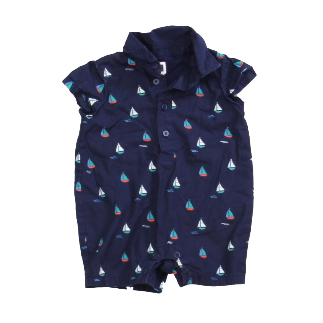 Janie and Jack Boys Navy Sailboat Romper Size: 0-3 Months Navy Sailboat