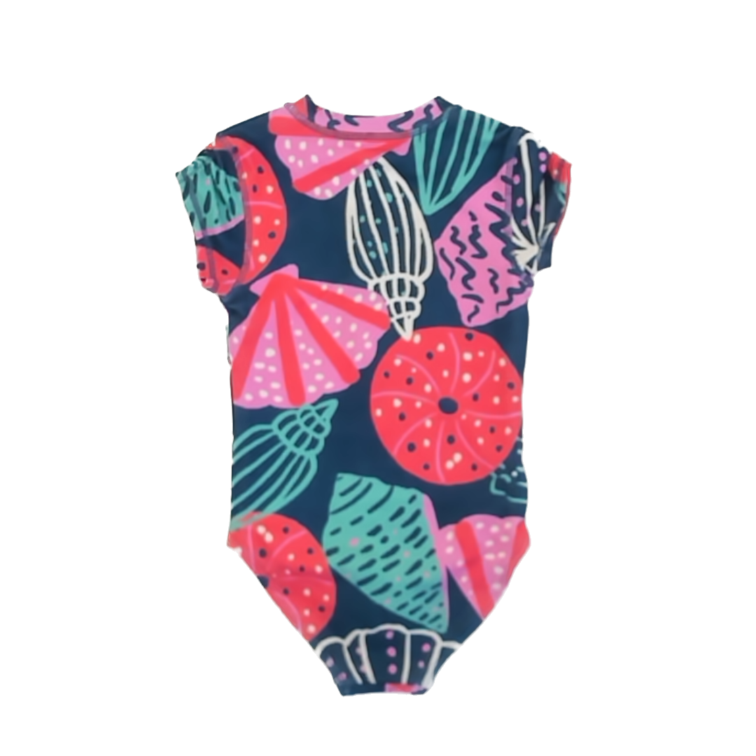 Tea Collection Girls Navy | Seashells One Piece Swimwear Size: 6T Navy | Seashells One Piece