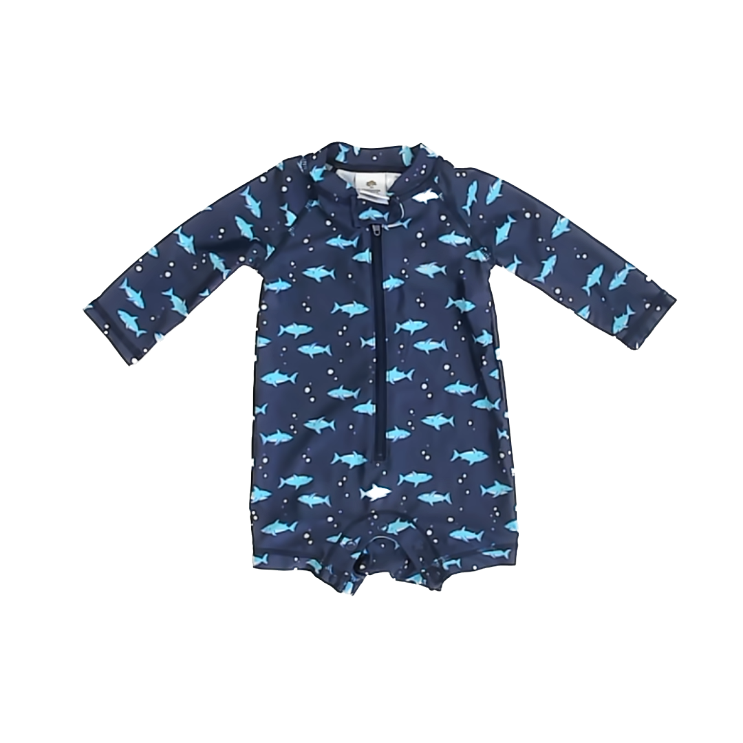 Tucker & Tate Boys Navy Sharks 1-piece Swimsuit Size: 3 Months Navy Sharks