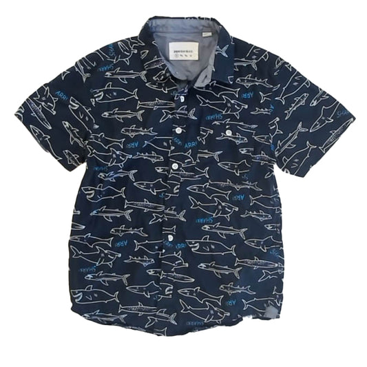 Paper Denim & Cloth Boys Navy Sharks Button Down Short Sleeve Size: 8 Years Navy Sharks