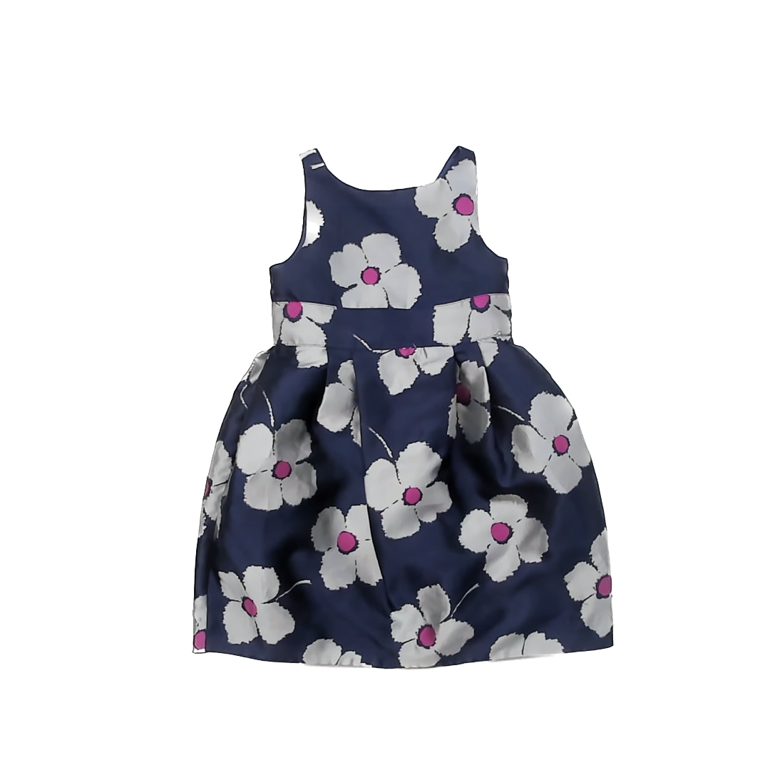 Janie and Jack Girls Navy | Silver Floral | Pink Dress Size: 3T Navy | Silver Floral | Pink