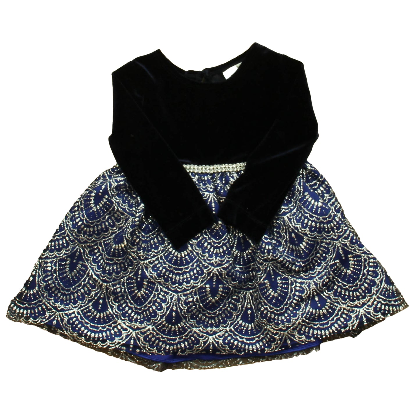 Rare Editions Girls Navy | Silver Special Occasion Dress Size: 12 Months Navy | Silver