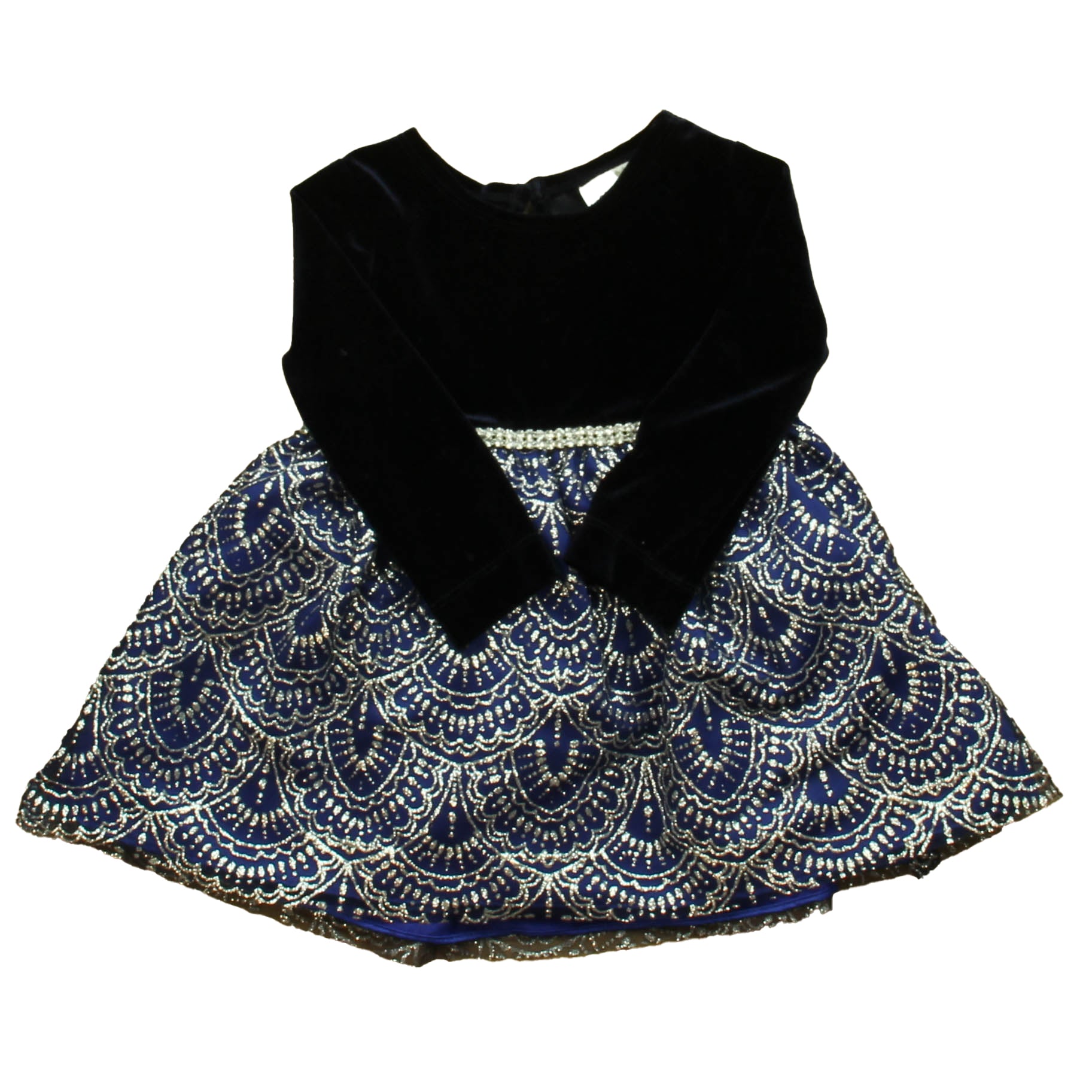 Rare Editions Girls Navy | Silver Special Occasion Dress Size: 12 Months Navy | Silver